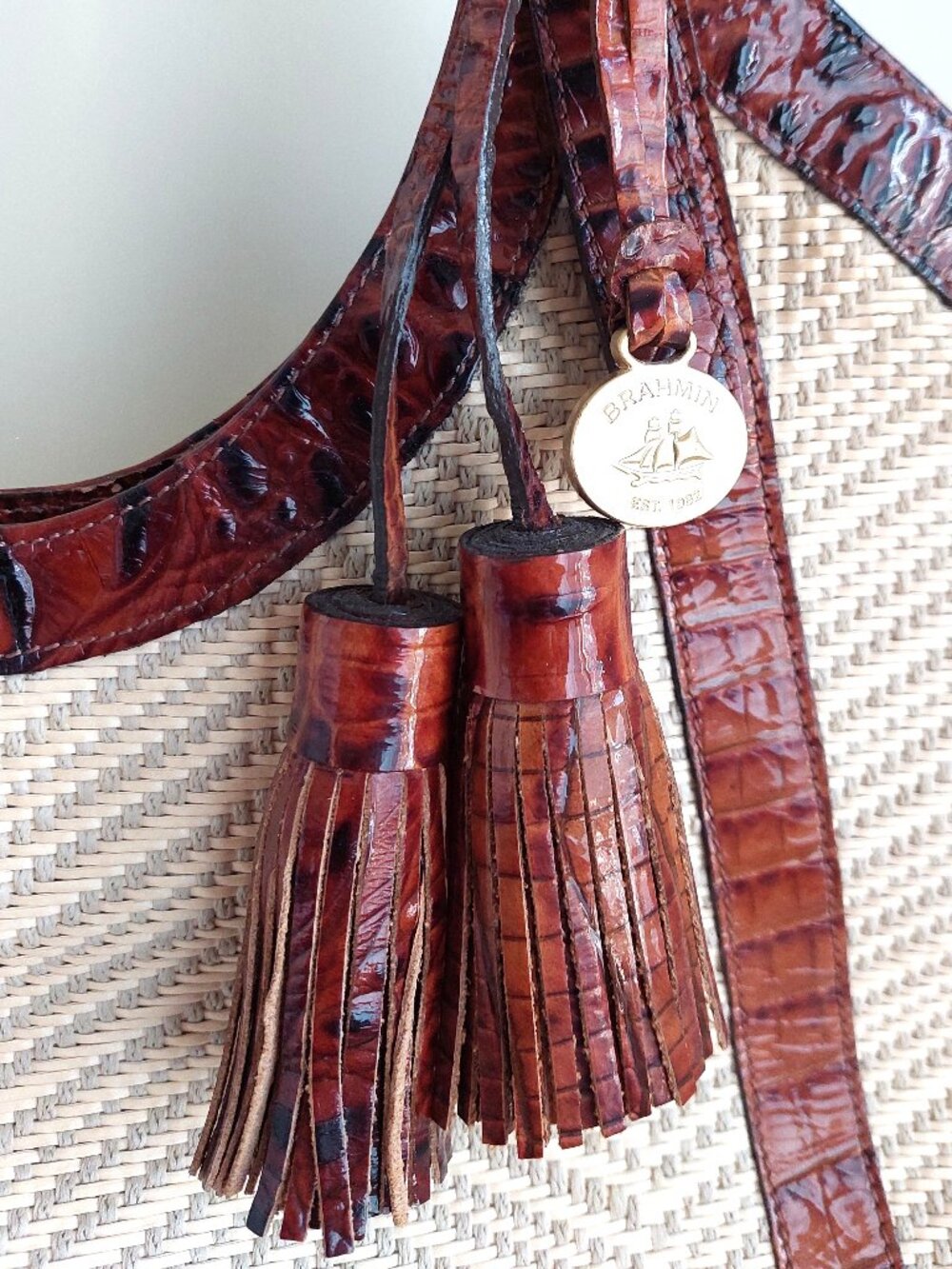 BRAHMIN Pecan Fringe Double Tassel